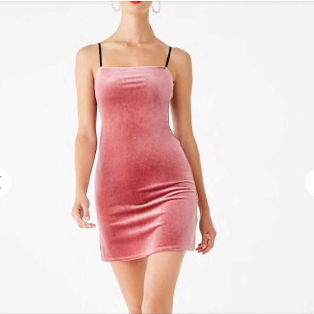 Velvet Dusty Pink Strap dress bodycon